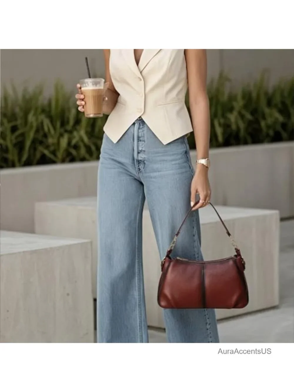 Vegan Leather Hobo Shoulder Bag Purse Women Multi Pockets Soft Satchel